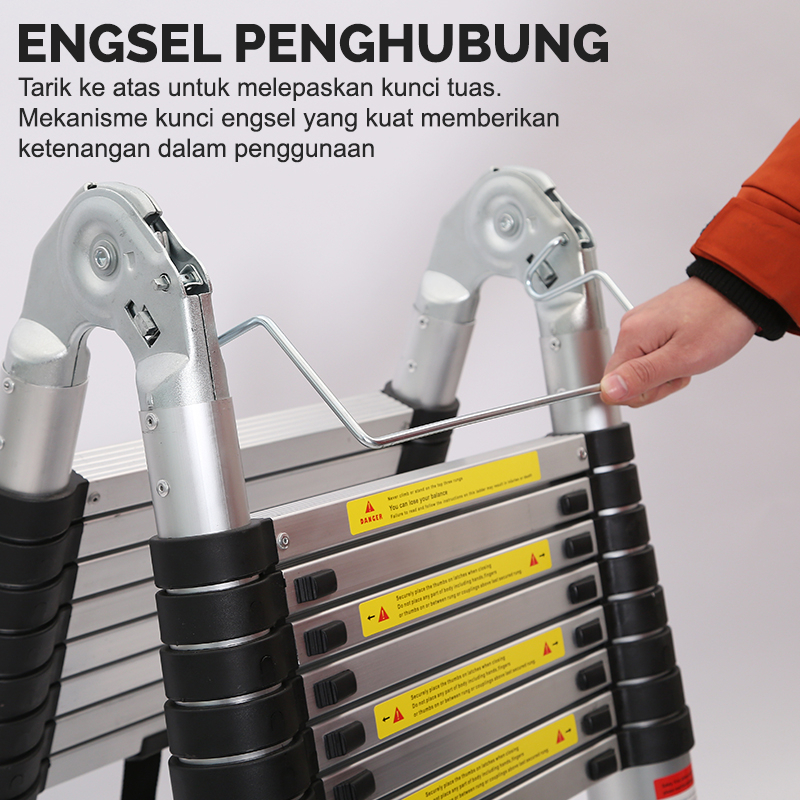 Tangga Lipat Portable DTZ3 Tangga Aluminium Teleskopik Single Double Best Quality Ukuran 5m (250cm+250cm)