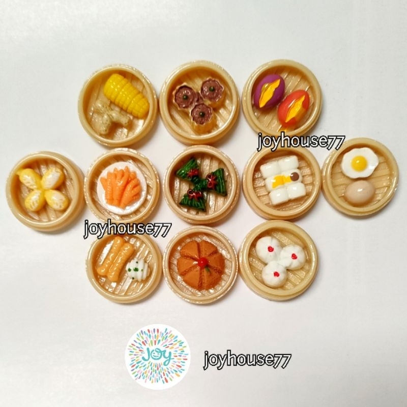1pc Miniatur Dim Sum China Bakpao Kukus Dimsum Resin Makanan Snack Rumah Boneka Dollhouses Simulasi 