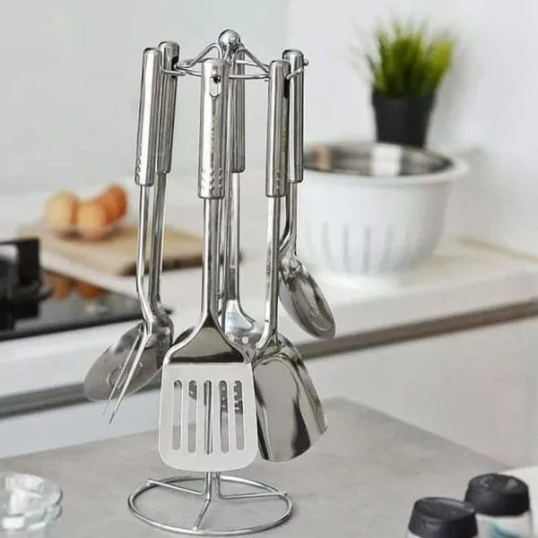 Kitchen tools set 7 pcs stainles alat dapur masak spatula set sutil / Spatula stanliess set gantung