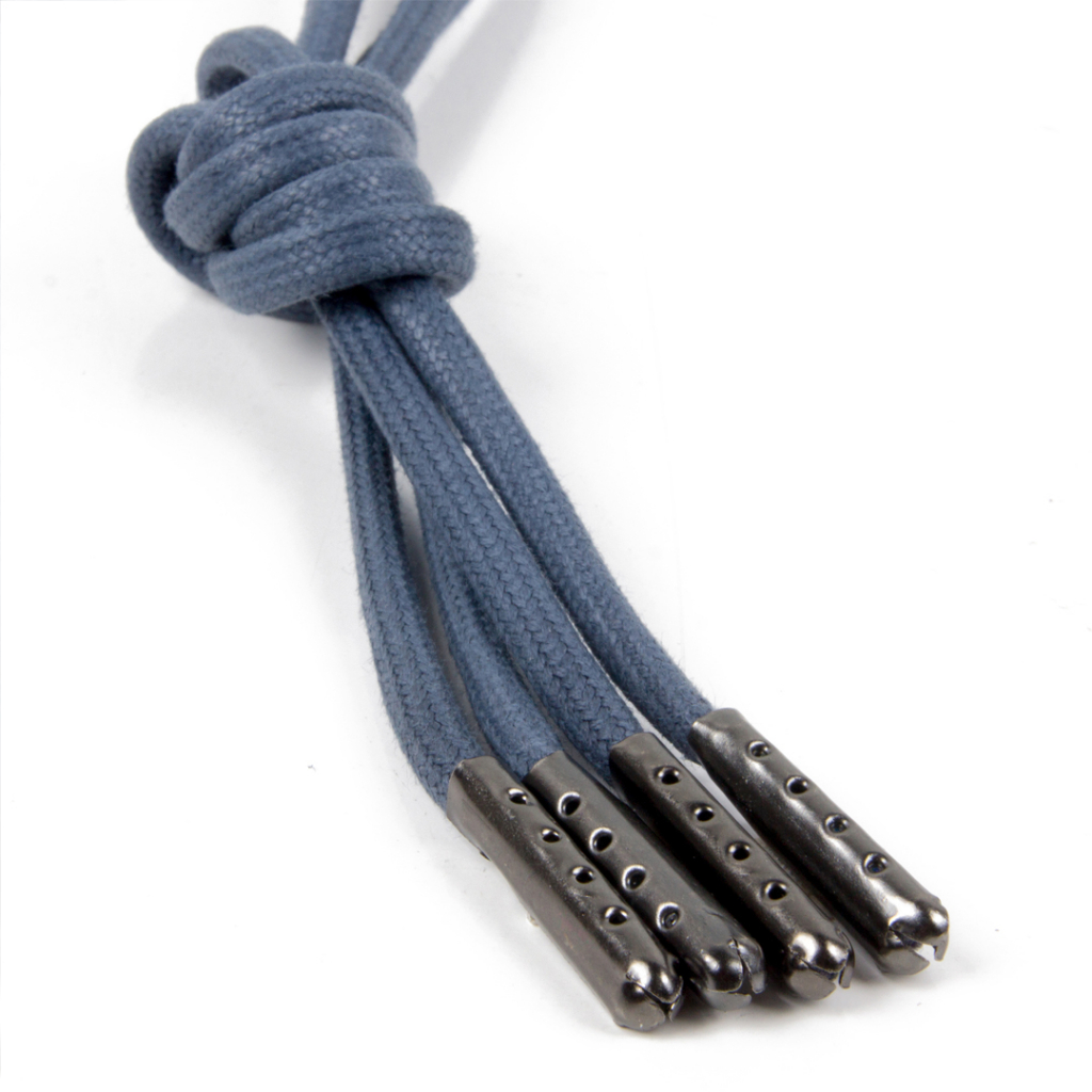 MR Shoelaces CS304 turquoise (Biru Muda Toska) Polyester Casual Tali Sepatu Bulat 3mm With Metal Aglet Dark Grey