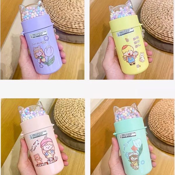 Botol Minum Anak Karakter Miao Miao/ Botol Kaca CAT BUBBLE Lucu Tumbler Minum Anak 350ML