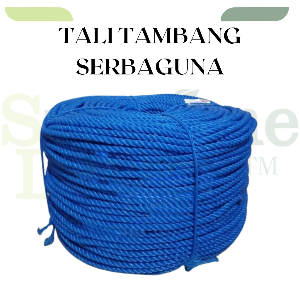 Tali Tambang Biru 8 mm per meter Tali Tambang Bahan Plastik Super Kuat