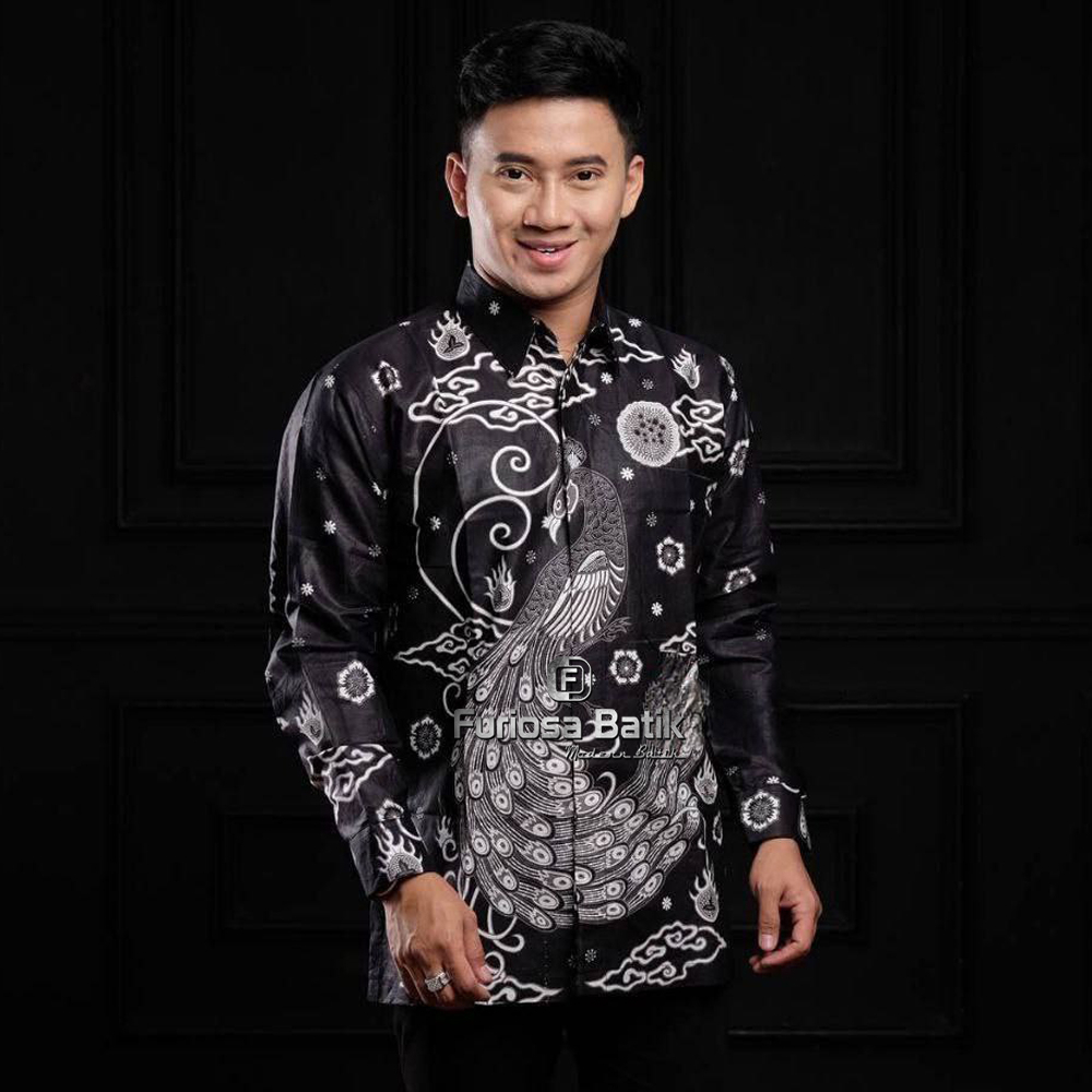 FURIOSA BATIK JALU HITAM KEMEJA BATIK PRIA LENGAN PANJANG MURAH SERAGAM M L XL XXL