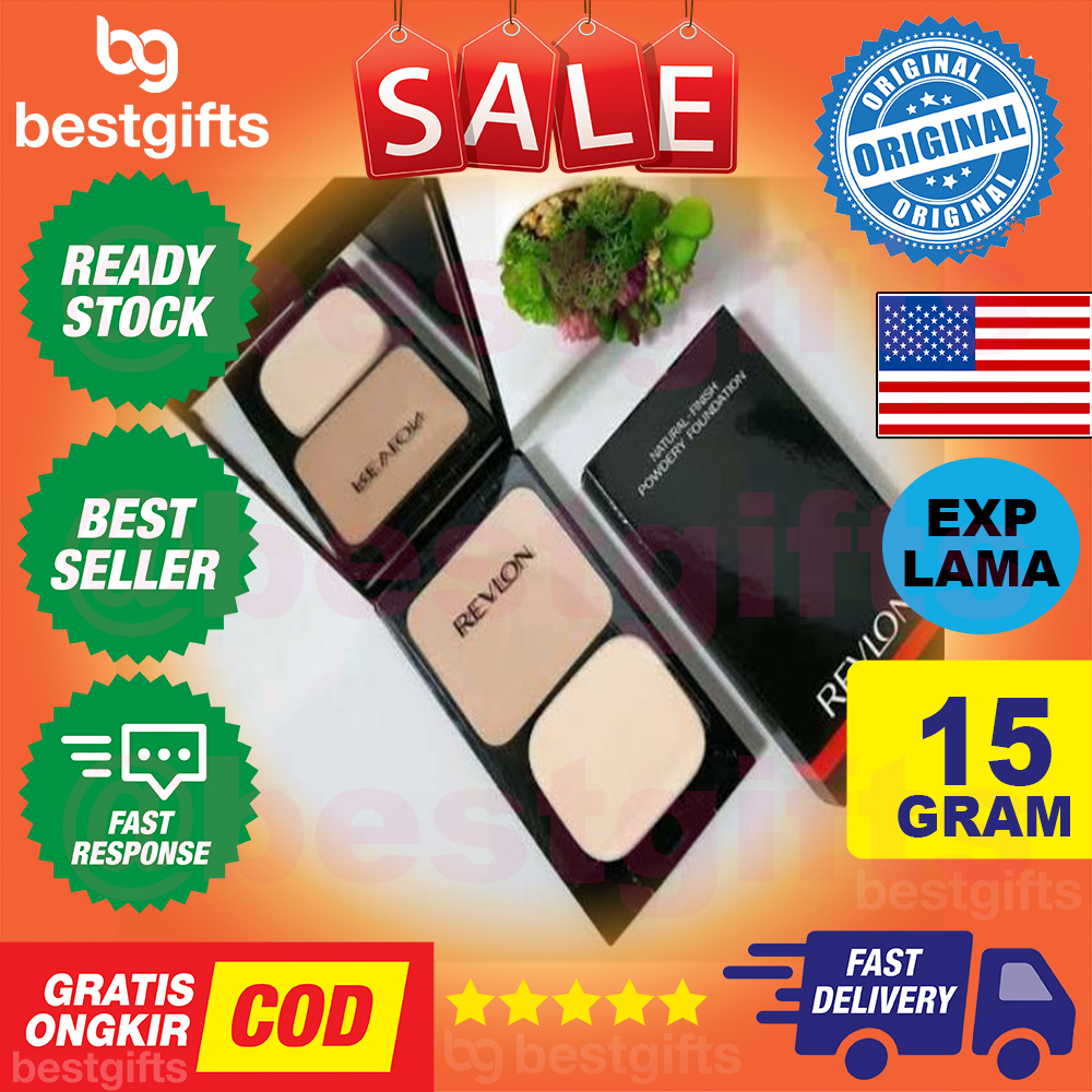 REVLON NATURAL FINISH POWDERY FOUNDATION TOUCH AND GLOW  MAKE UP ALAS BEDAK PADAT MATTE POWDER 15 GRAM - 02 IVORY