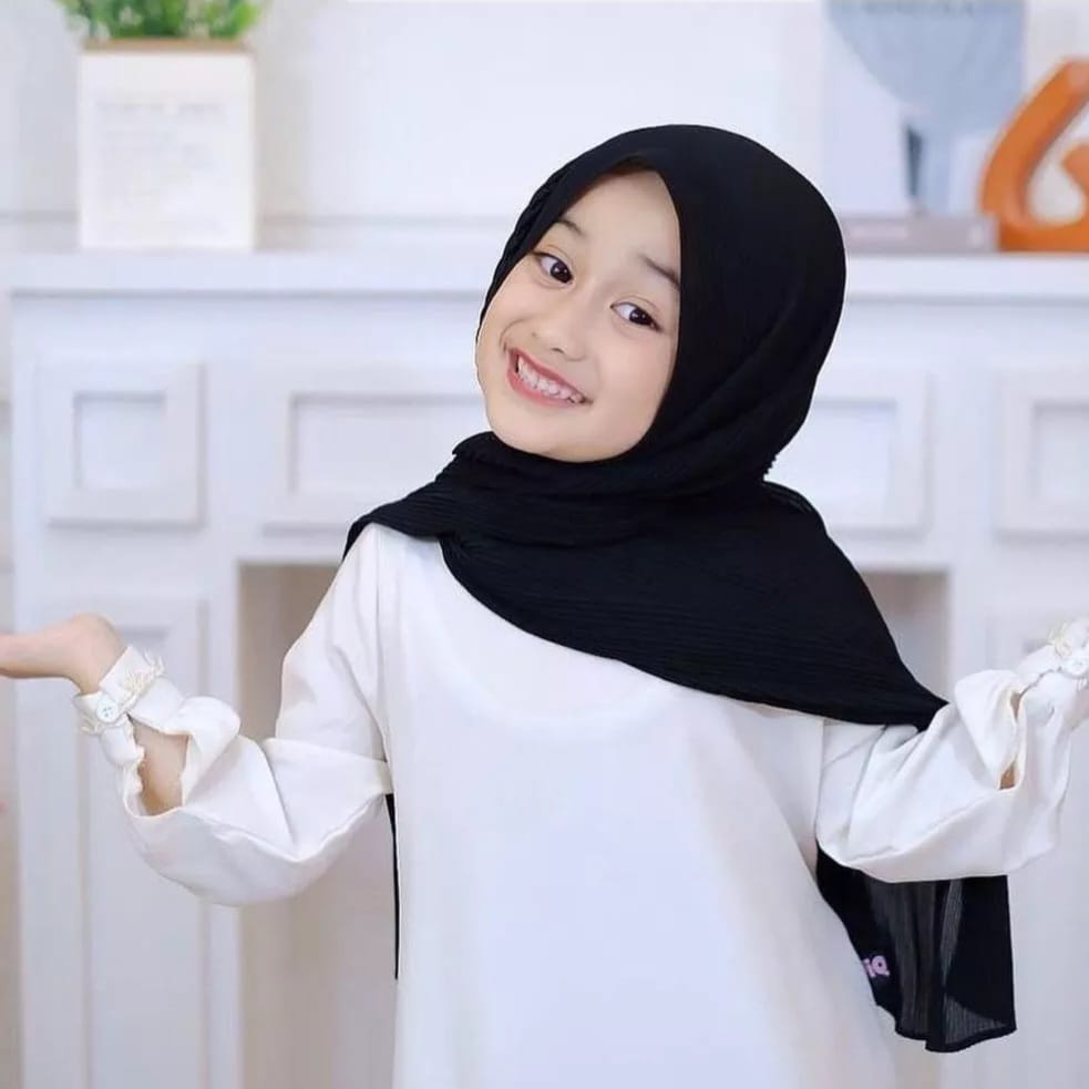 Jilbab Anak Perempuan Pasmina | Kerudung Hijab Plisket Umur 5-10 Tahun
