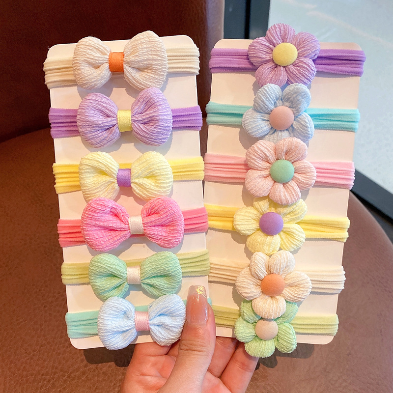 SET 6pcs tali rambut/ikat rambut elastis motif pastel