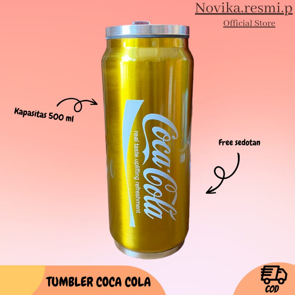 TUMBLR COCCA COLLA METALIC BOTOL AIR MINUM STAINLESS 500 ML TRAVEL SERBAGUNA BOTOL SPORT FREE SEDOTAN