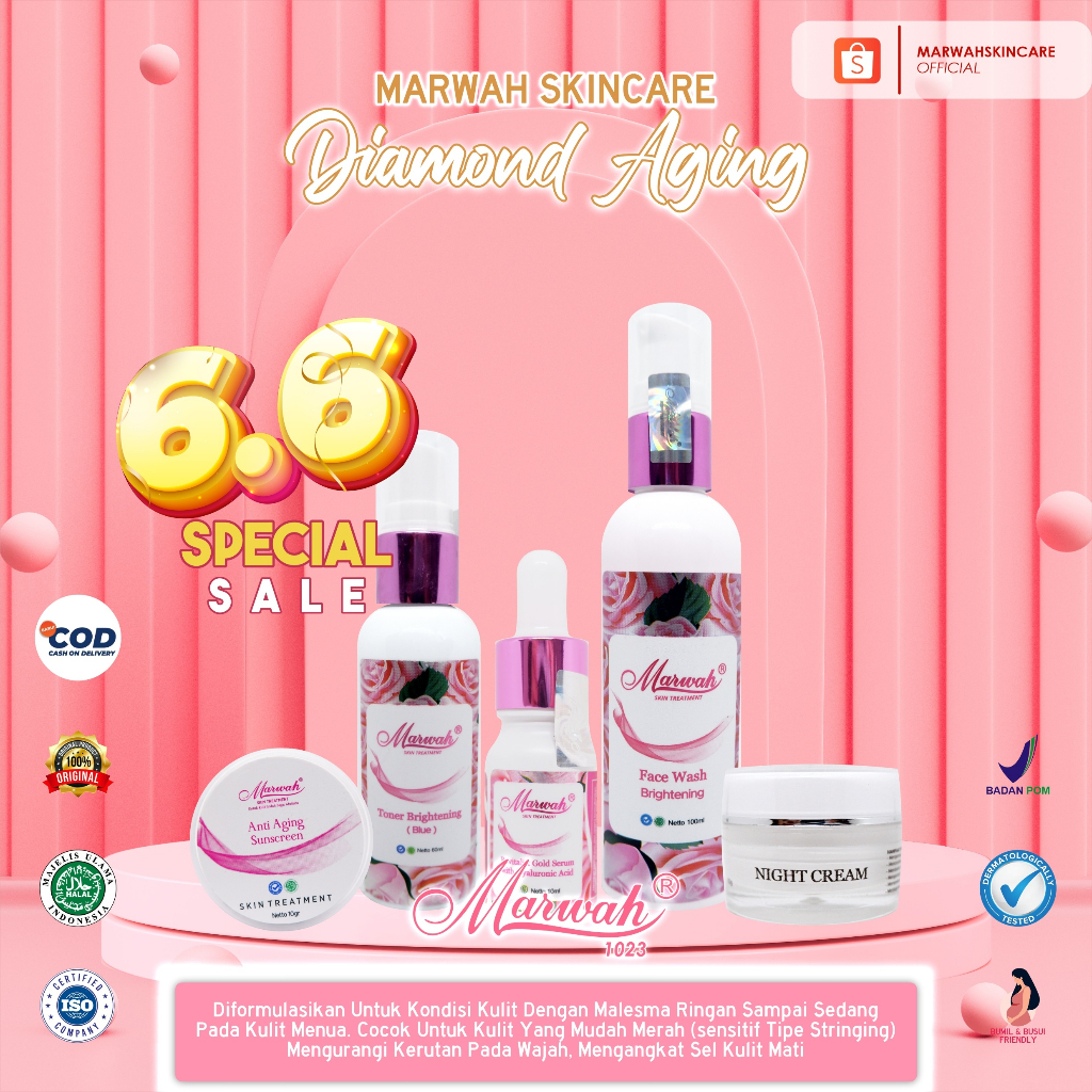 Marwah Skincare Paket Diamond Aging | Mencegah Penuaan &amp; Mengatasi Kerutan Pada Wajah