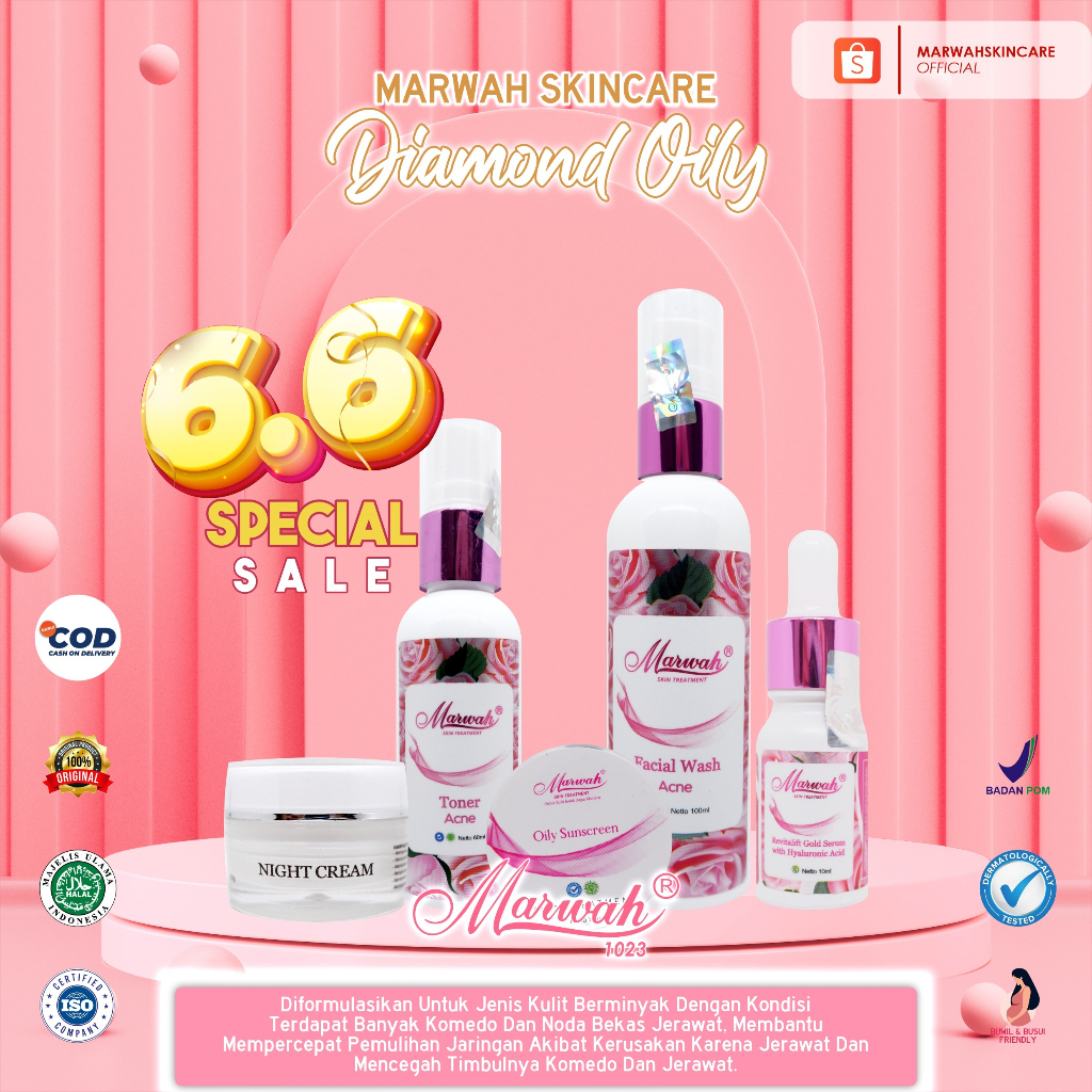 Marwah Skincare Paket Diamond Oily | Mengatasi Kulit Berminyak dan Mengecilkan Poripori Wajah