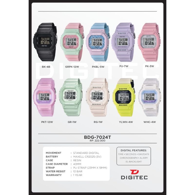 Jam Tangan Sport Outdoor wanita DIGITEC DG7024 / DG 7024 / DG-7024 / DG 4088 / DG-4088 / DG4088  Original Water Resistant