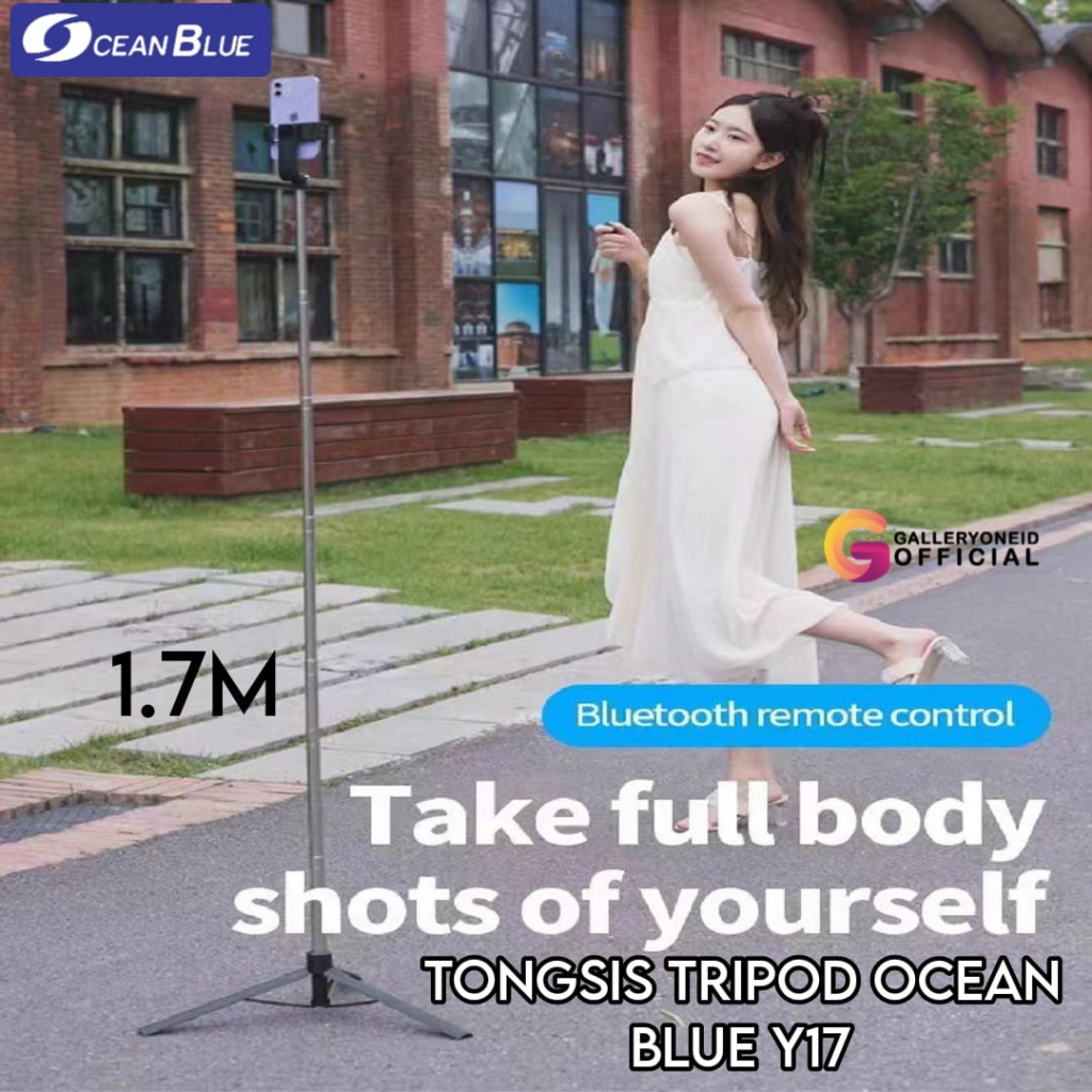 Ocean Blue OCN Y17 1.7M Tongsis Tripod Hp Bluetooth Selfie Stick Remote Shutter