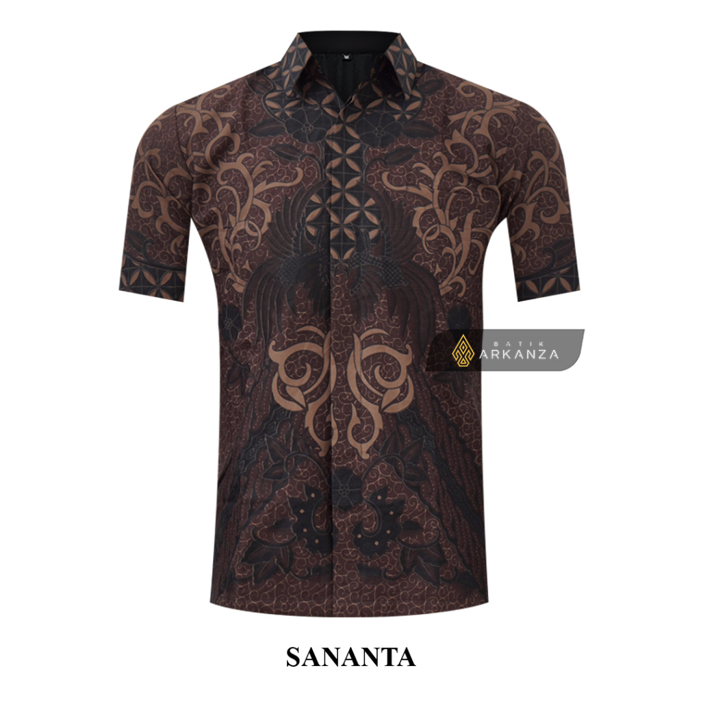 BATIK ARKANZA Motif SANANTA Hem Atasan Kemeja Baju Batik Pria Cowok Laki Laki Slimfit Full Lapis Furing Lengan Panjang