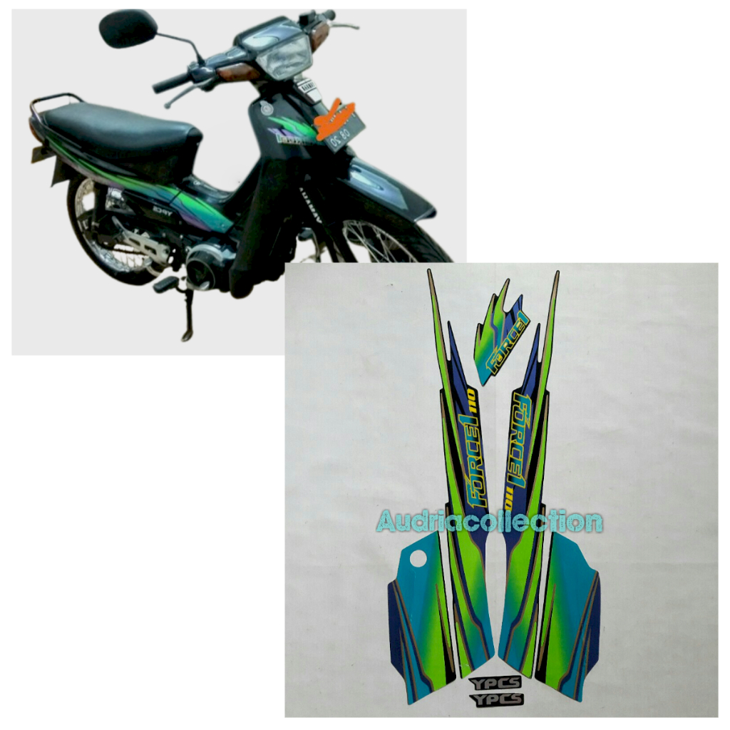 Stiker Striping Motor Yamaha Force 1 1995 Hijau