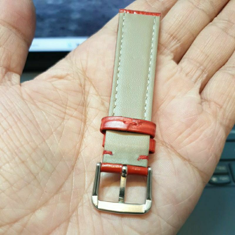 Tali strap kulit jam tangan warna merah motif 12MM 14MM 16MM 18MM kulit asli motif