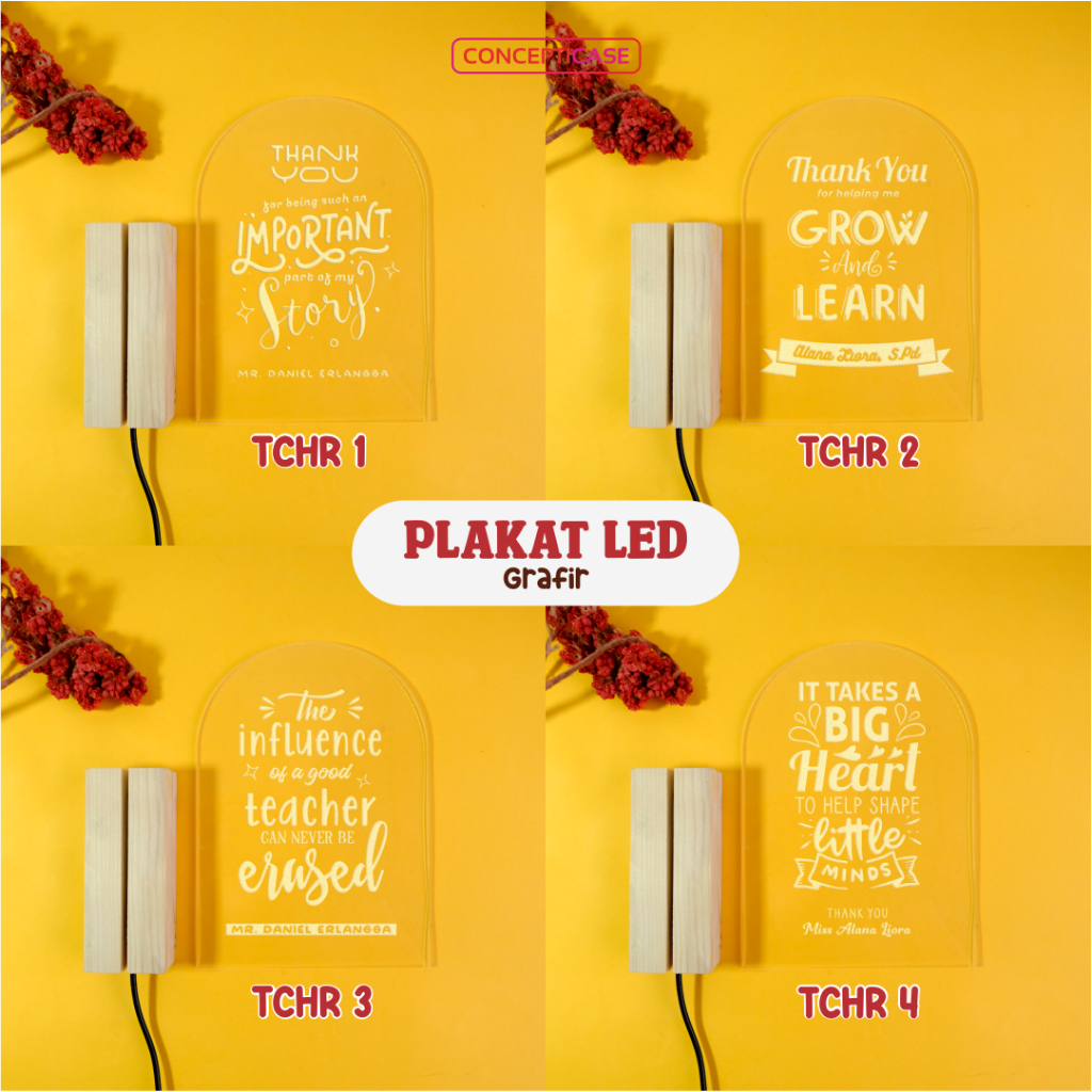 PLAKAT AKRILIK LED TROPHY CUSTOM SOUVENIR HADIAH GURU HADIAH WISUDA