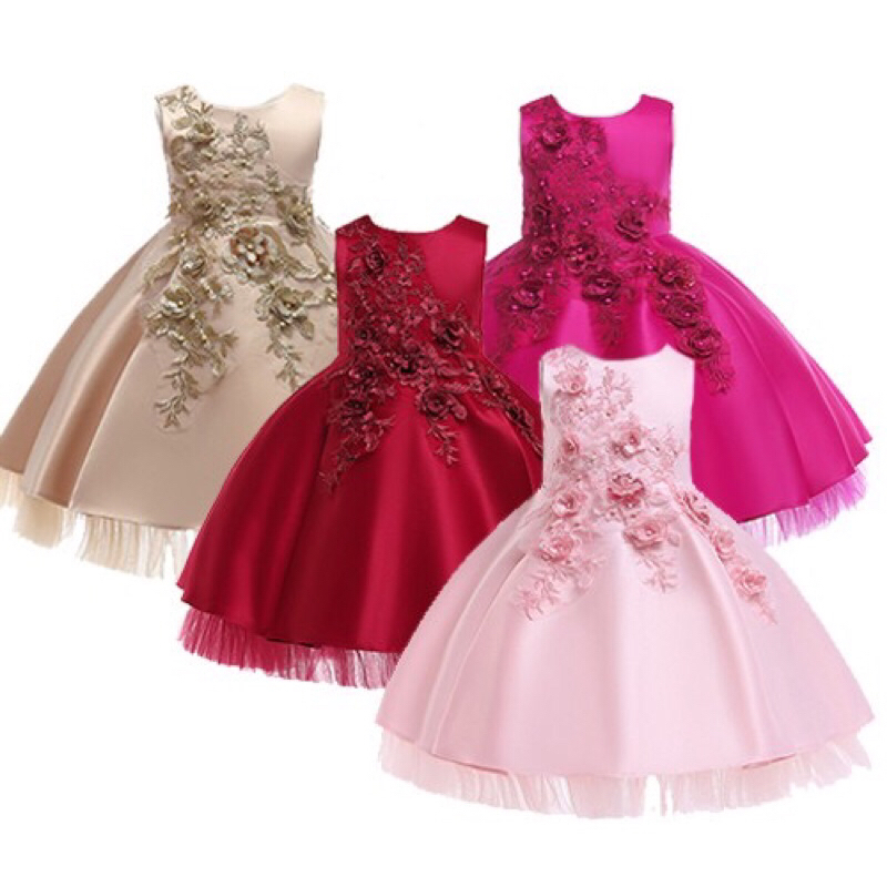 Dress Anak Import Dress Party Dress Pesta Rose