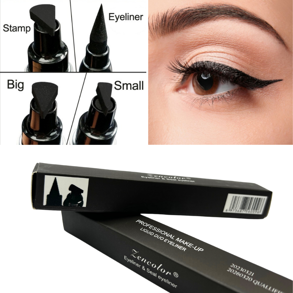 ZENCOLOR EYELINER STAMP 2 IN 1 WATERPROOF LIQUID EYELINER PEN PREMIUM TAHAN LAMA TIDAK MUDAH LUNTUR