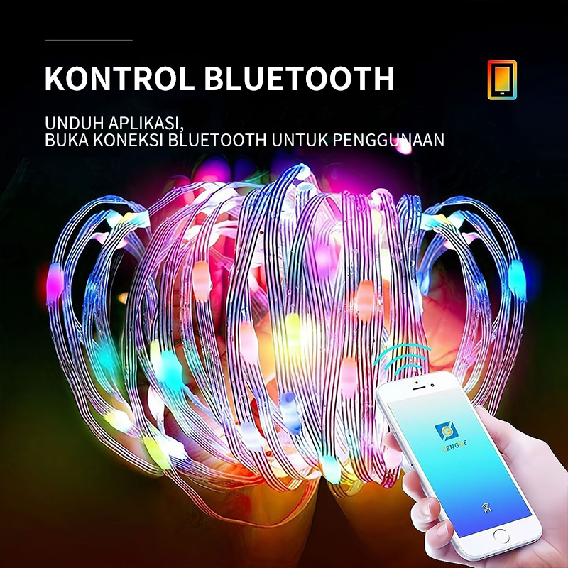 【Penawaran Terbatas】Lampu LED Tali Dekorasi Dalam &amp; Luar Ruangan dengan Kontrol Suara dan Aplikasi Bluetooth, Desain Lampu Kilat Berwarna-warni dengan Kabel Pelindung Anti Air + Aplikasi + Remote, Panjang 5/10 Meter