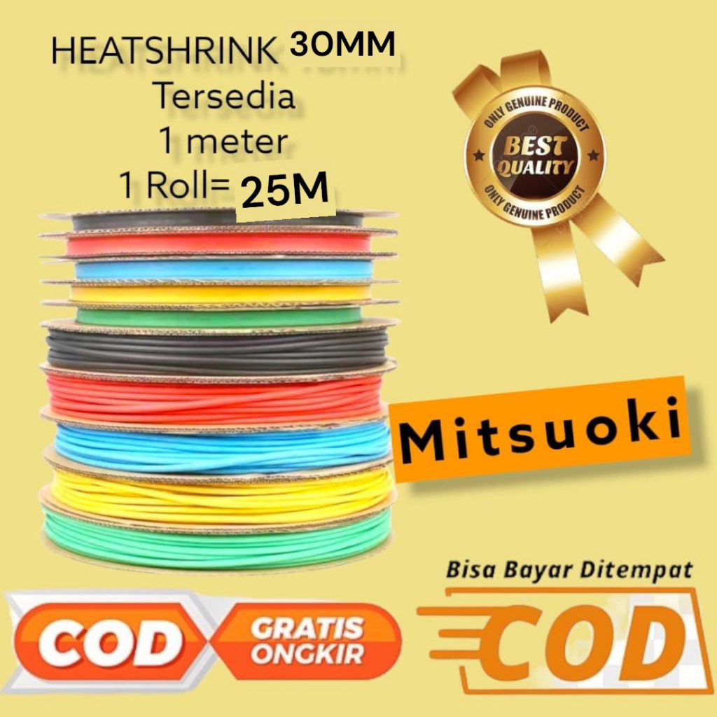 ISOLASI BAKAR SELANG 30MM/HEATSHRINK/KABEL SELANG/PER-METER