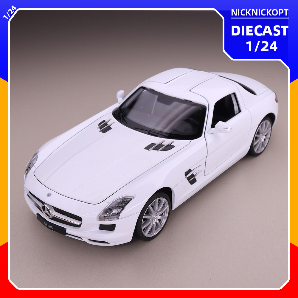 Miniatur Mobil Welly Mercedes SLS AMG White Diecast Skala 1:24 Mainan Koleksi