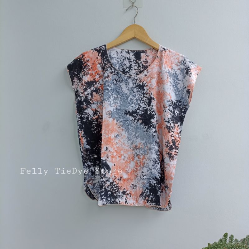 Atasan pendek wanita Rayon Tie Dye Adem