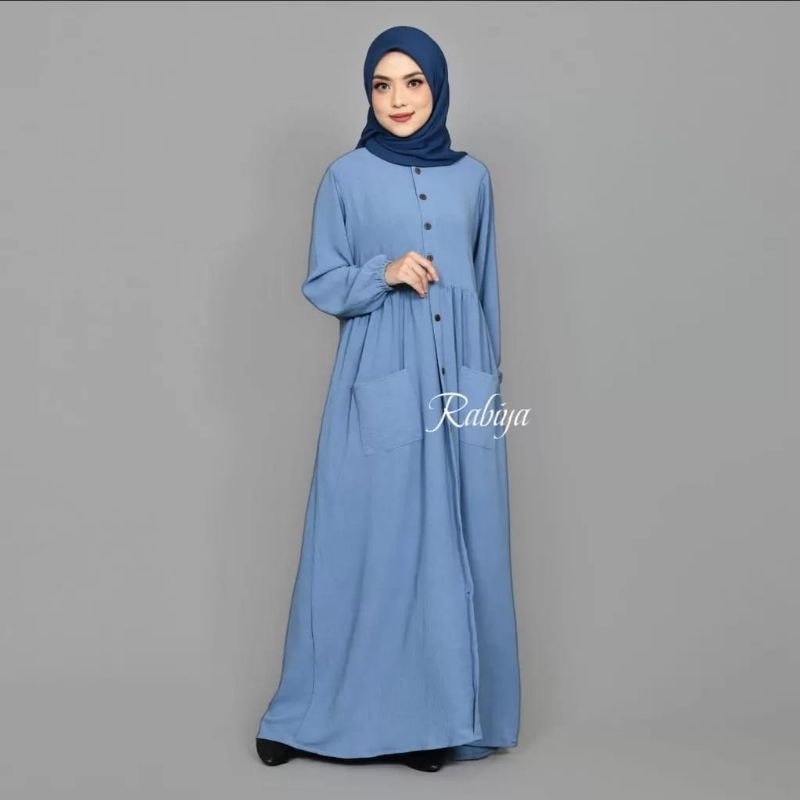 Gamis Terbaru Raya Dress Crinkle Ukuran Jumbo Size L XL XXL 3XL 4XL