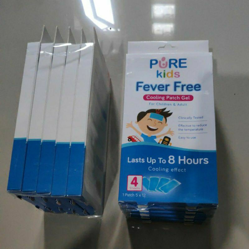 Kompres demam anak kids Pure fever free 1 lembar cooling patch gel 8 jam plaster turun panas fiver