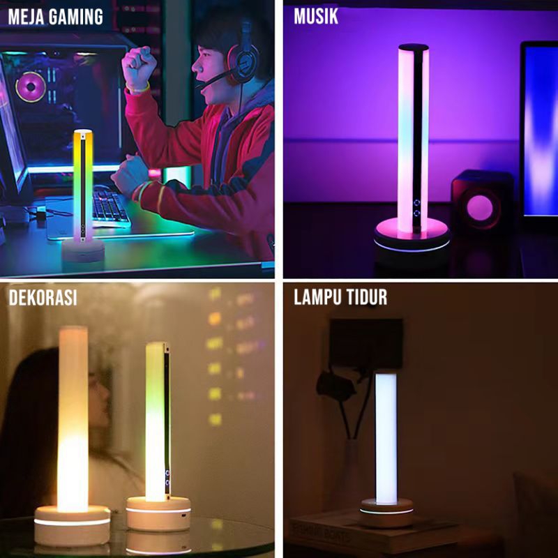 [ PPLUS ] Lampu LED RGB bar Strip spectrum audio indicaror music sound control lamp /Lampu RGB  Gaming Sensor Musik Bateria Cas