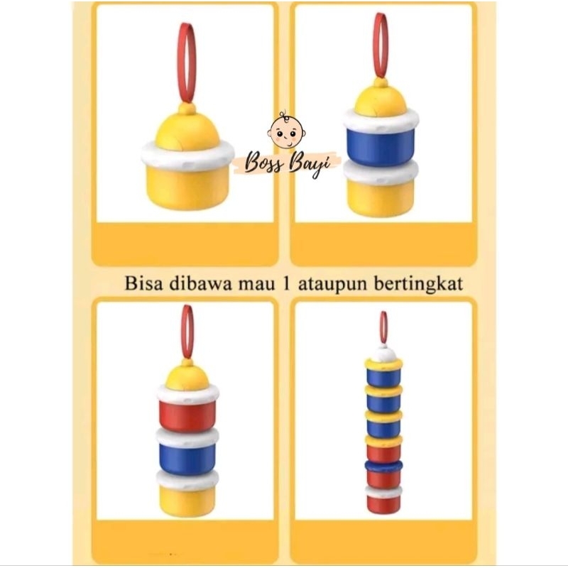 BOSS BAYI - Kotak Tempat Susu Formula Bayi / Snack ( Container 3 Susun Merah Kuning Biru)