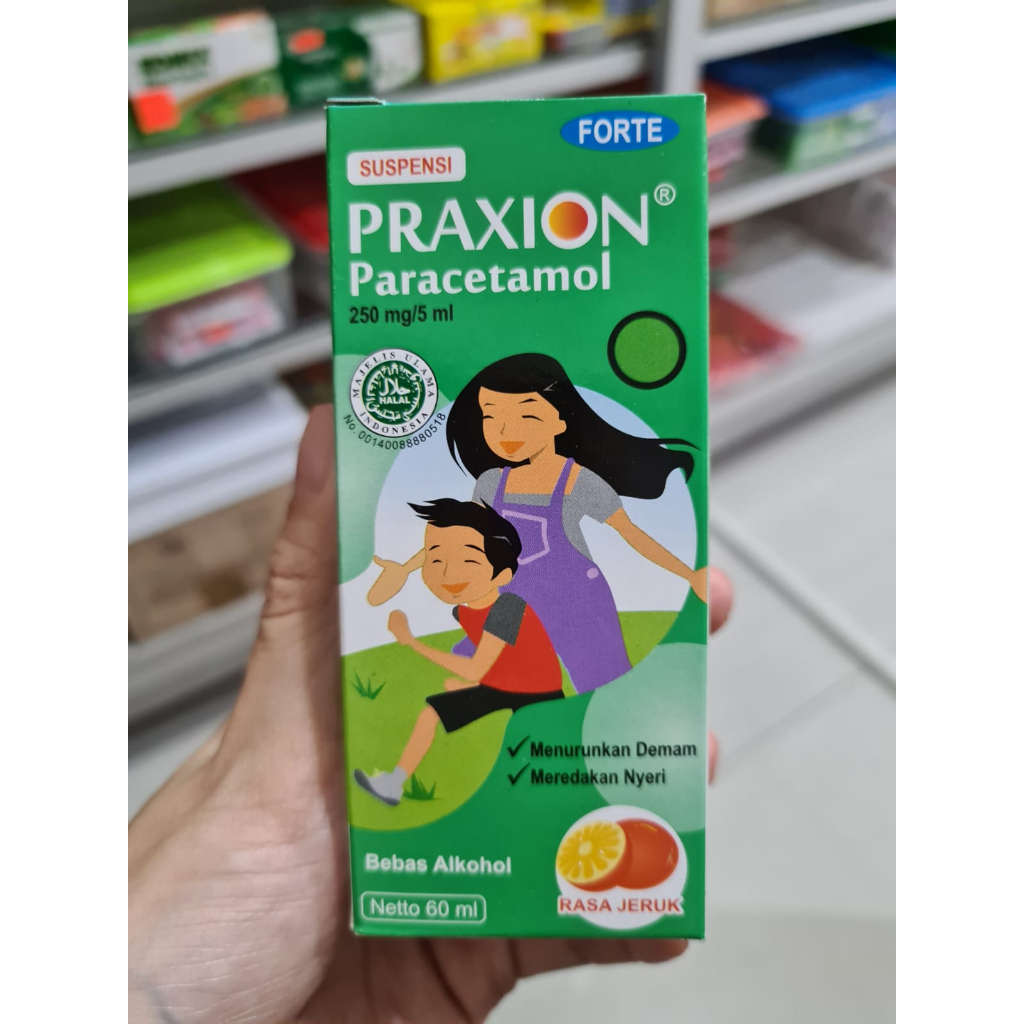 PRAXION FORTE SIRUP 250MG PARACETAMOL 60ML RASA JERUK OBAT DEMAM TURUN PANAS ANAK / SAKIT GIGI / PER