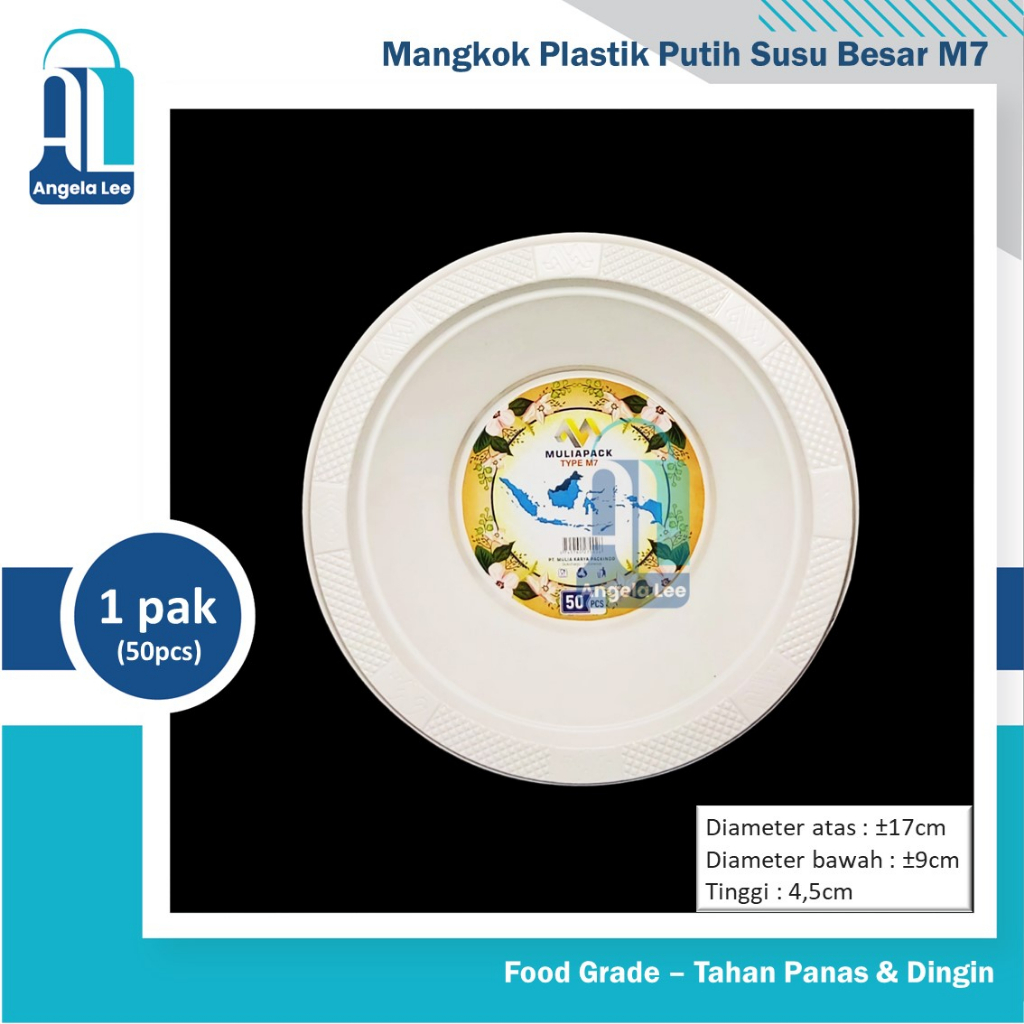 M7 Mangkok Plastik Putih Susu Besar isi 50pcs