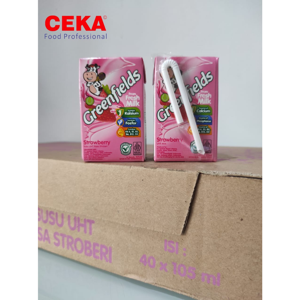 

LEBIH HEMAT - Susu Greenfields Strawberry UHT 105 ml x 1 Karton (40 pcs)