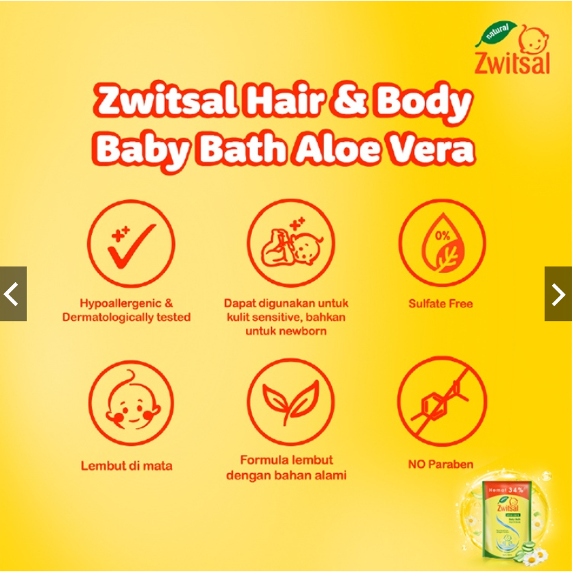 [BPOM] Zwitsal Baby Bath 2 in 1 Hair And Body 450 ml REFILL / Natural Aloe Vera / Body Wash / Sabun Mandi Bayi / MY MOM