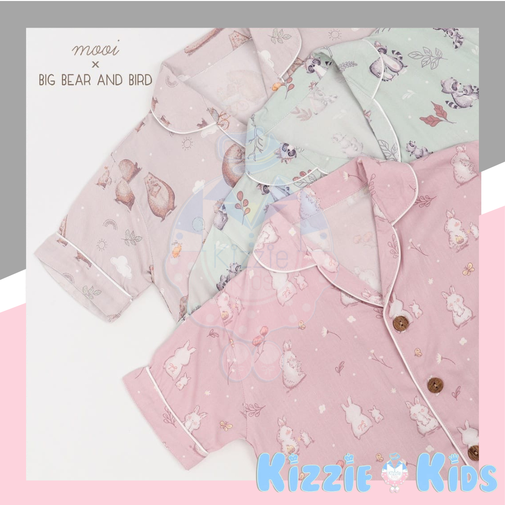Mooi x Big Bear &amp; Bird Piyama Anak Baju Tidur Anak Short Pajamas Kids (PENDEK-PANJANG)