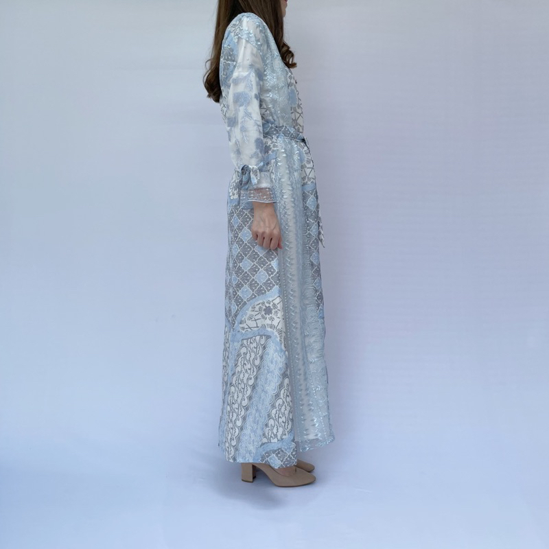 Gamis Batik G 65 Brokat, Dress Panjang, Batik Modern, Kondangan