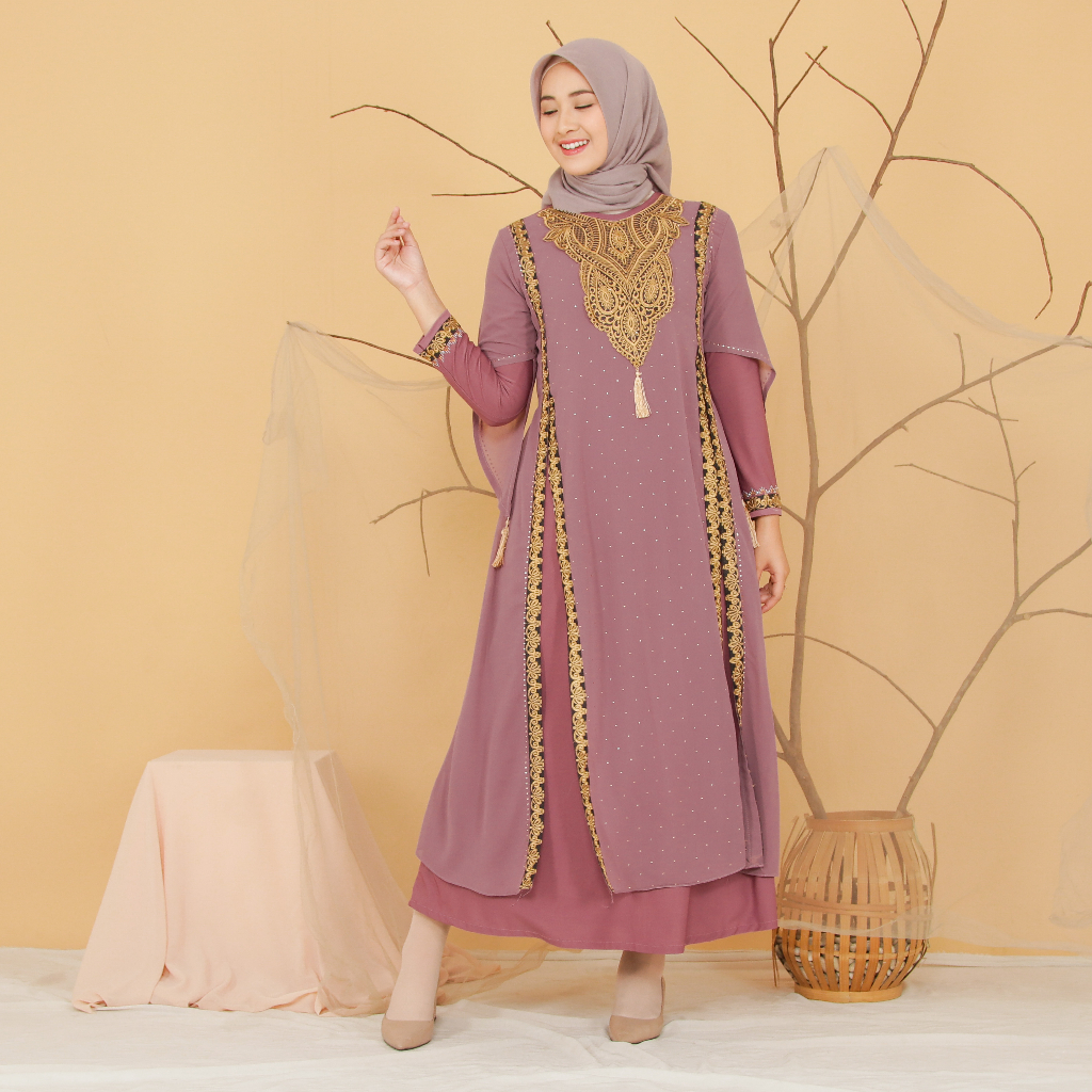 TA9019V2 | Gamis Abaya Turki Terbaru 2023 Turkey Termewah Turky Warna Hijau Sage, Hijau Army, dan Lavender