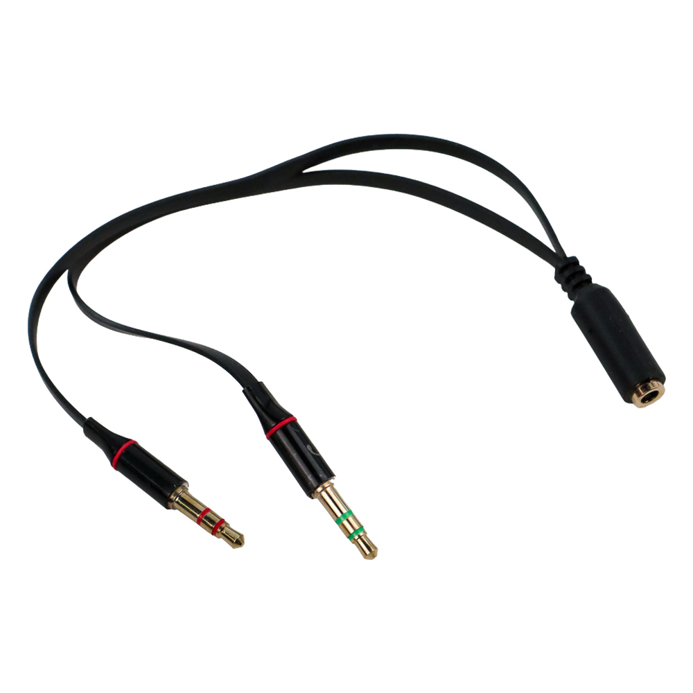 TAFFWARE SPLITTER AUDIO JACK FEMALE KE DUAL 3.5MM MALE (MIC+HEAR) L43 BLACK