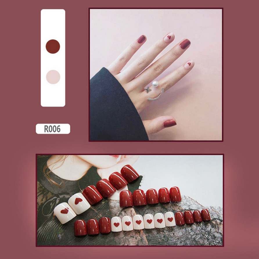 FREE LEM 24PCS KUKU PALSU 3D FAKE NAIL DIY KUKU INSTANT / NAIL ART WEDDING NAILS FAKE DIY NAILS KEMASAN BOX KUKU PALSU MOTIF MANICURE Extension Kuku palsu grosir kuku palsu nail alat perawatan kuku kecantikan kuku KU040