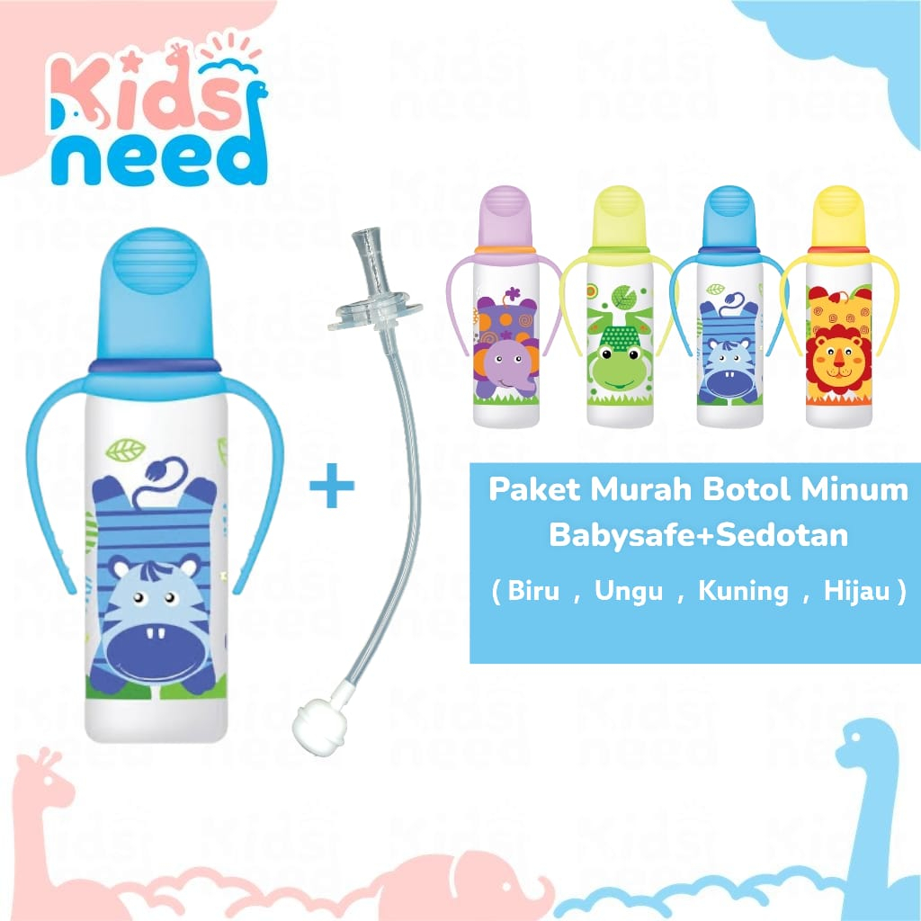 PAKET MURAH Botol Minum Baby Safe+Sedotan Standar 250ML