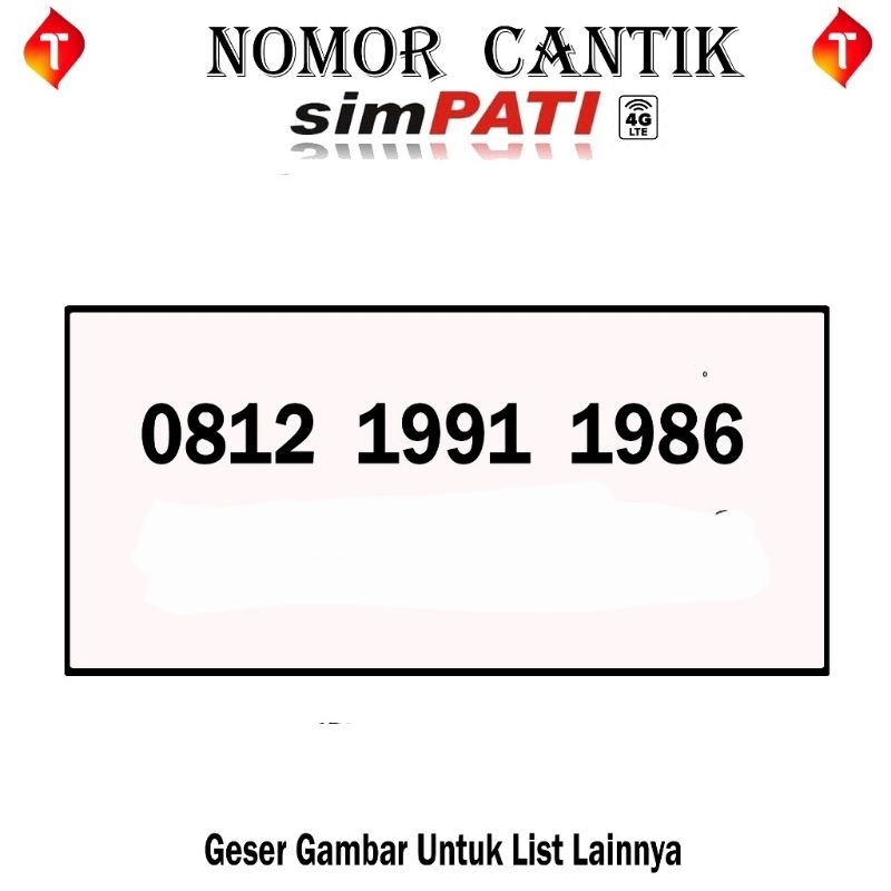 Nomor Cantik Simpati seri Tahun 1986