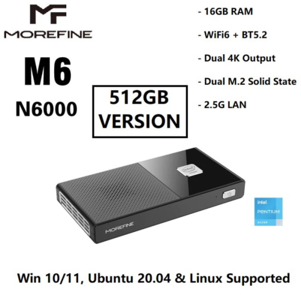 Unik MOREFINE M6 Pocket MINI PC - RAM 16GB ROM 512GB - Intel N6000 Murah