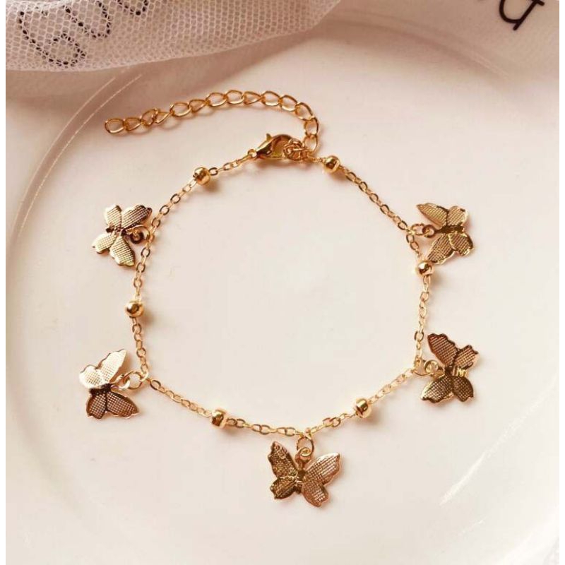 Gelang Wanita Rantai Bandul Kupu Cantik Import Butterfly Charm