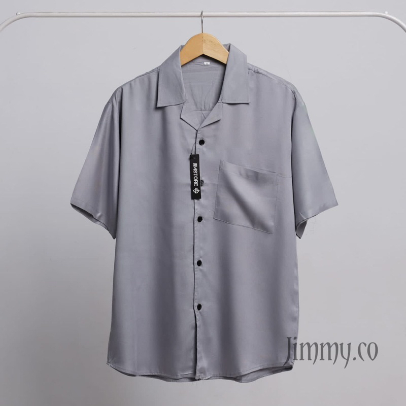 [Jimmycasual] Kemeja Rayon Polos Lengan Pendek Pria Wanita Premium Short Shirt