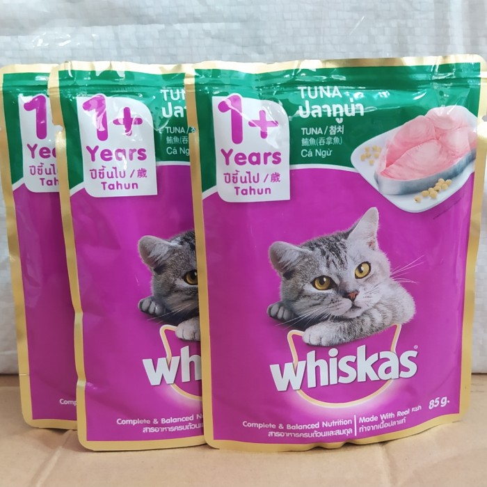 (12Pcs) Makanan Kucing Whiskas Sachet Tuna Adult - Makanan Basah Kucing Whiskas