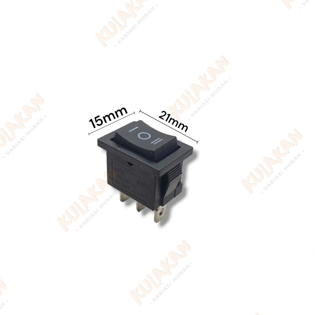 Saklar Rocker Switch Karaoke ON OFF ON 3 Pin Kaki Tambahan Lampu Tembak Motor Besar Hitam