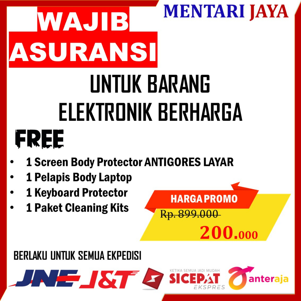 Asuransi Pengiriman Untuk Pembelian Laptop Bonus Paket Proteksi