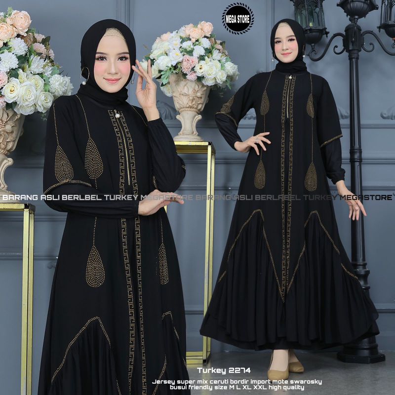 Gamis Abaya Turkey 2274 Mega Store Longdress Busana Muslimah