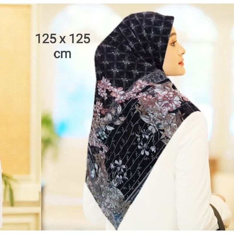SALE HIJAB / SYARI RUBIMAA HITAM / COD / KERUDUNG VOAL MOTIF / SEGI EMPAT VOAL / JILBAB TERBARU / LA