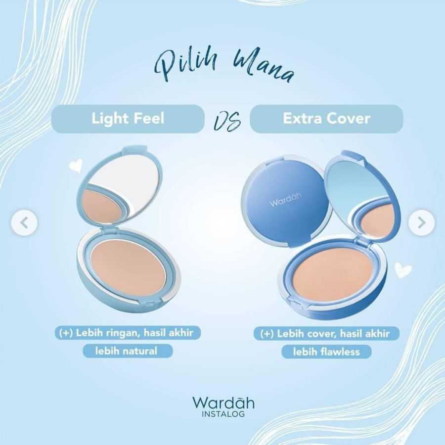 WARDAH Lightening Powder Foundation Extra Cover Indonesia / Bedak Padat 10g / Matte Finish Two Way Cake SPF 22 / 12 H Longlasting / Light Beige Pink Natural / Cosmetic Makeup Face / Compact BB Loose Cream Concealer / Full Set Refill Series / Ligh Feel