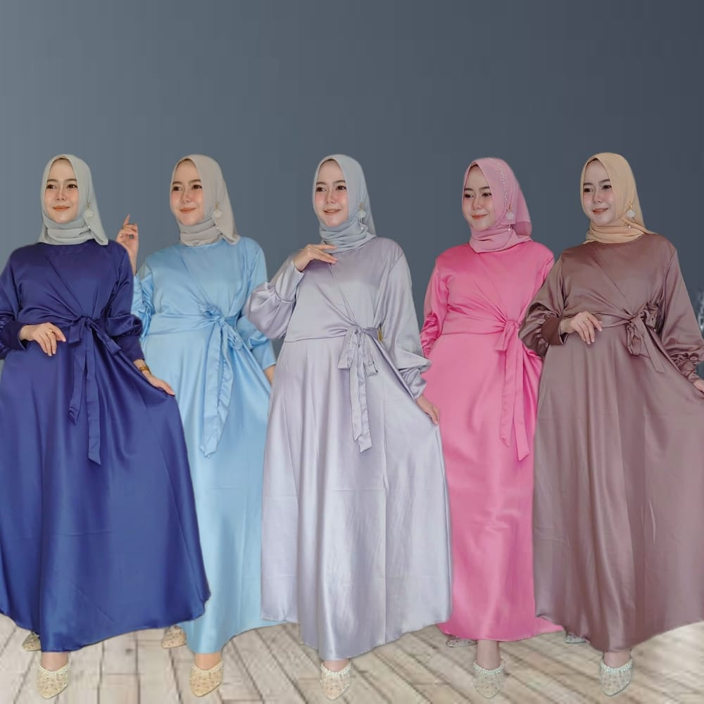 Gamis Kondangan Satin Silk Abaya Turkey Alesia Dress